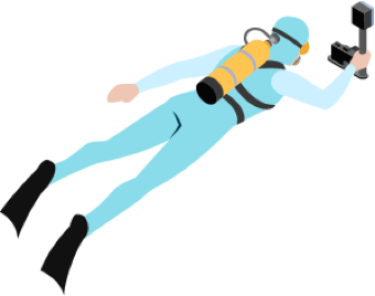 Illustration of a scubadiver swimming