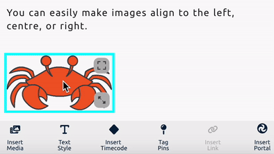 Use the text align function to align images to the left, right or centre.